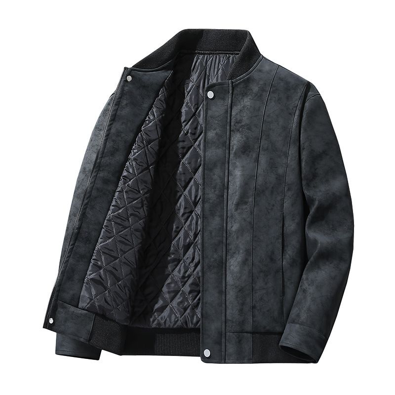 Giacca in pelle da uomo, stile Hong Kong, con risvolto imbottito, tendenza transfrontaliera, giacca casual da uomo_voghion.com