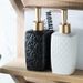 Ceramic Soap Dispenser Set – 4-Piece Minimalist Bathroom Bottles For Hand Soap, Shampoo & Lotion (Matte Black/White, Floral/Dot Design)_voghion.com