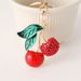 Cute Enamel Oil Drop Inlaid Diamond Fruit Cherry Car Hanging Decoration Keychain Small Gift_voghion.com