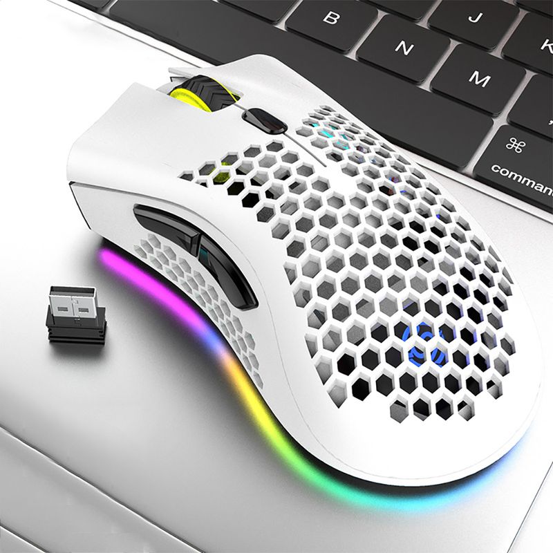 Ratón inalámbrico BM600 recargable USB 2.4G con luz RGB, ergonómico, para juegos, para computadoras de escritorio, portátiles y portátiles._voghion.com