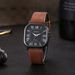 Men's Minimalist Quartz Watch With Leather Strap, Square Dial, Fashionable Casual Timepiece For Everyday Wear_voghion.com