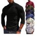 Herrenbekleidung, Fleece-Langarm-T-Shirt, Slim Fit, hoher Halsausschnitt, Thermo-Basisschicht (Weiß, Schwarz, Marineblau, Weinrot, Dunkelgrün, Hellgrau, Dunkelblau)_voghion.com