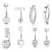 Anello in acciaio inossidabile transfrontaliero da 8 pezzi, set di zirconi rotondi, sexy e leggeri, per piercing all'ombelico_voghion.com