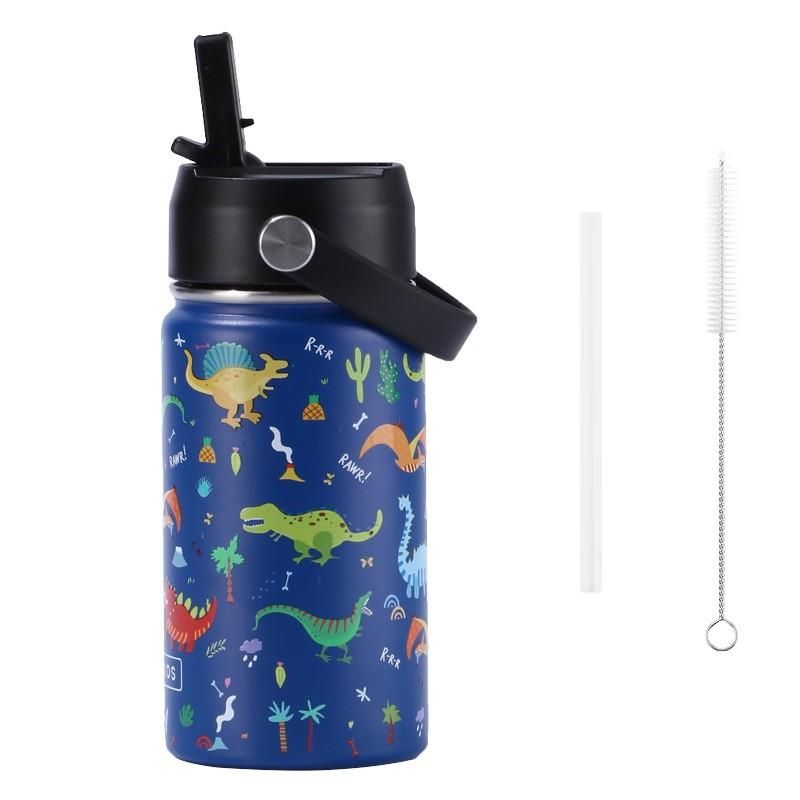 Cartoon Kids Tumbler Kids Thermos Cup With Straw Stainless Steel Thermos Flask Water Bottle Tumbler,Cold Resistant,Thermal Insulation,Leak-proof_voghion.com