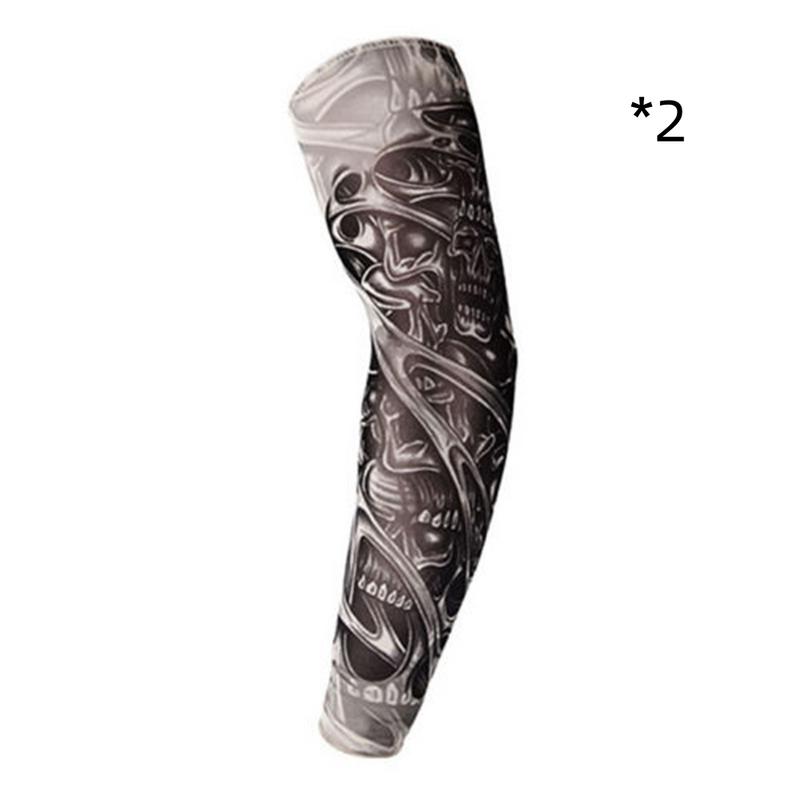 XinWq Unisex Stretchy UV Protection Cycling Outdoor Slip On Tattoo Arm Sleeve_voghion.com