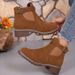 New Style Women's Martin Boots In Autumn And Winter, With Elastic Strap And Belt Buckle, Round Toe, Square Heel, Mid-calf Boots, Women's Shoes_voghion.com