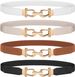 WERFORU Women Skinny Belt For Dresses Retro Stretch Waist Belt With Gold Buckle Set Of 4_voghion.com