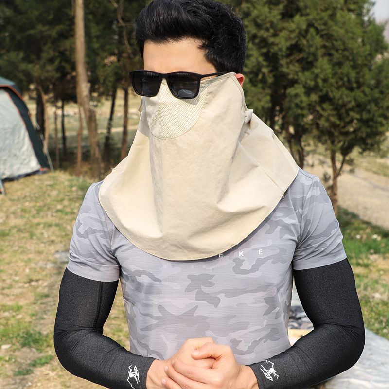 Men's Face Mask With Neck Cover - Breathable Mesh For Sun Protection Dust & Insect Defense_voghion.com
