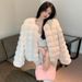 Women’s Faux Fur Jacket – Winter Luxe Short Coat With Plush Rabbit-Like Texture (S-XL, Cream/Black, 3D Embossed, Office-to-Outing Versatile)_voghion.com