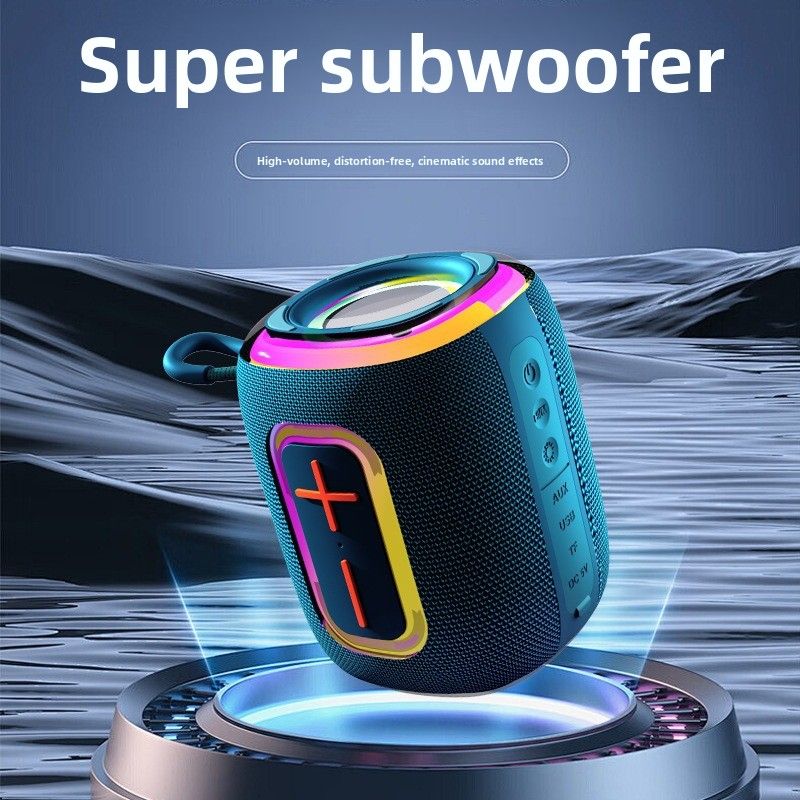 2025 Yeni Kumaş Su Geçirmez Hoparlör Açık Hava Taşınabilir Kart Yuvası Subwoofer RGB Renkli Işık Bluetooth Ses Dayanıklılık Yükseltmesi_voghion.com
