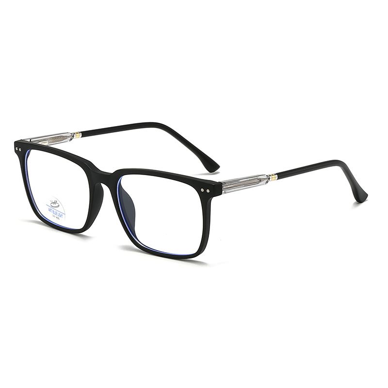 New TR90 square eyeglass frame, men's and women's fashionable mirror legs, anti blue light glasses, light, no degree_voghion.com