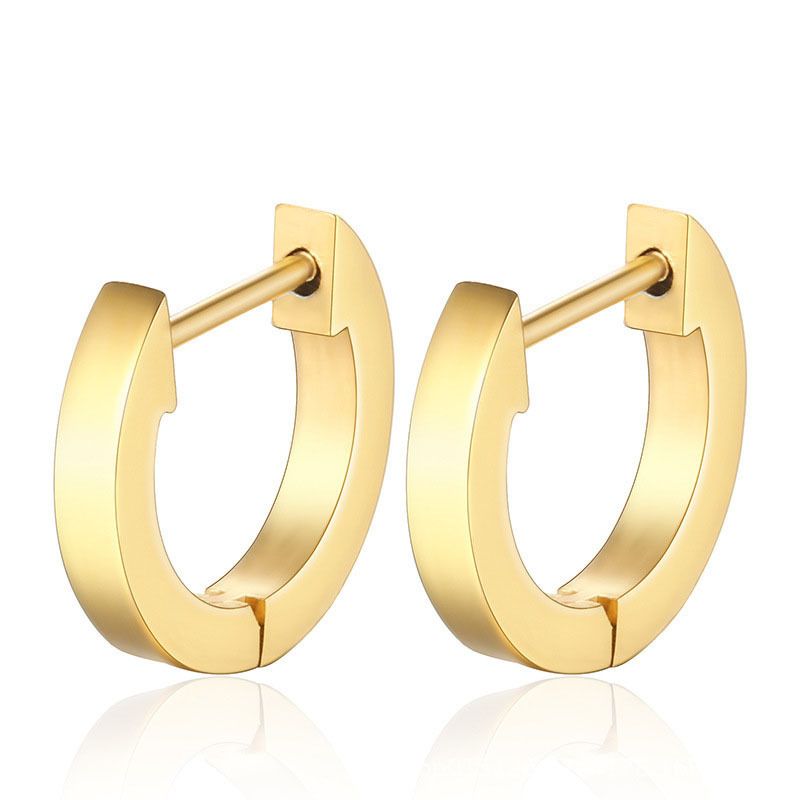 Orecchini a bottone in acciaio inossidabile a forma di D di tendenza Orecchini a polsino con zirconi di cristallo quadrati placcati in oro Fibbie per orecchie alla moda dalla forma speciale_voghion.com