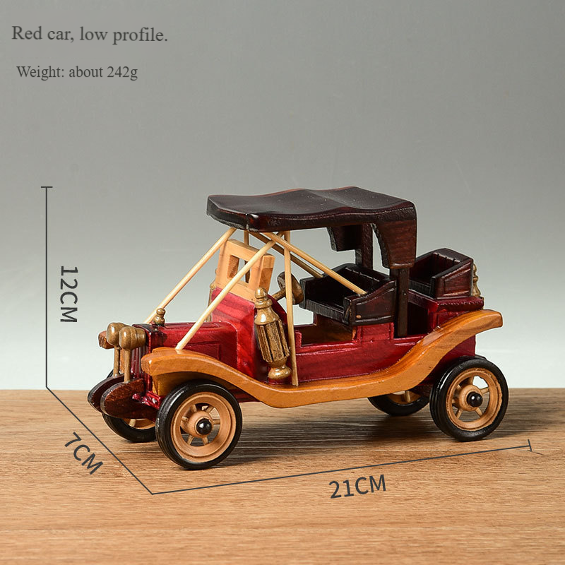 Modello di auto d'epoca in legno - Decorazione da scrivania retrò realizzata a mano per casa e ufficio (scultura in legno in stile antico e idea regalo unica)_voghion.com