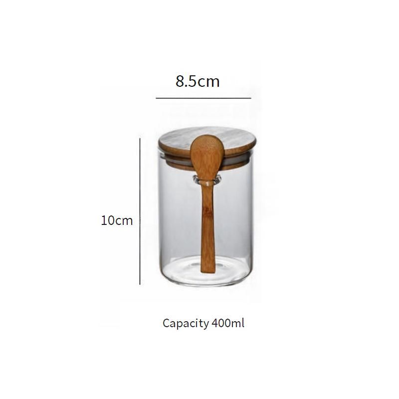 Round Borosilicate Glass Storage Jar With Spoon - Airtight Container For Spices, Tea, Coffee & Candy_voghion.com