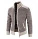 Men's fleece and thickened large size sweater coat stand collar cardigan sweater_voghion.com