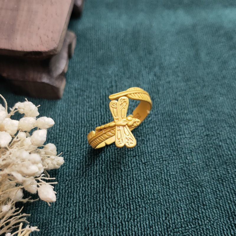 Anello regolabile placcato argento con foglia di libellula, stile femminile, moda, semplicità, personalità_voghion.com