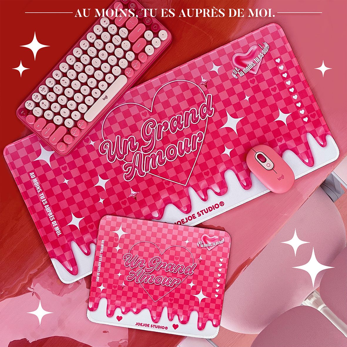 Unbeatable Quality JoeJoe Original Gingham Heart Mouse Pad Fabric Cute Computer E-Sports Office Desktop Game Mat Pink_voghion.com