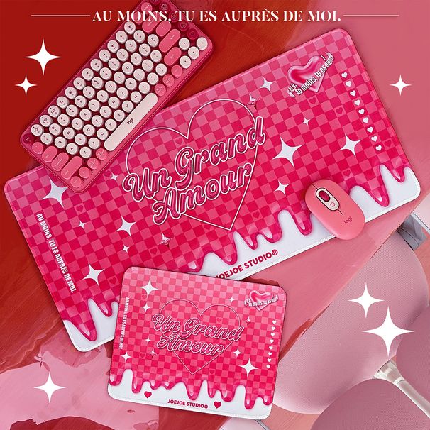 Unbeatable Quality JoeJoe Original Gingham Heart Mouse Pad Fabric Cute Computer E-Sports Office Desktop Game Mat Pink_voghion.com