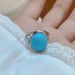 Übertriebener Persönlichkeitsschmuck Großer blauer Achat Verstellbarer offener Ring_voghion.com