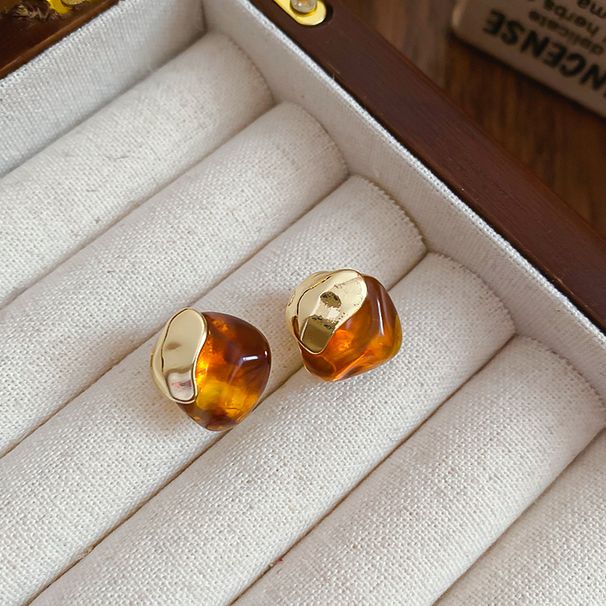 Silver Needle Irregular Resin Earrings Meilad Niche And Versatile Earrings Women's Fashion Temperament Earrings Light Luxury And High-end Feeling_voghion.com