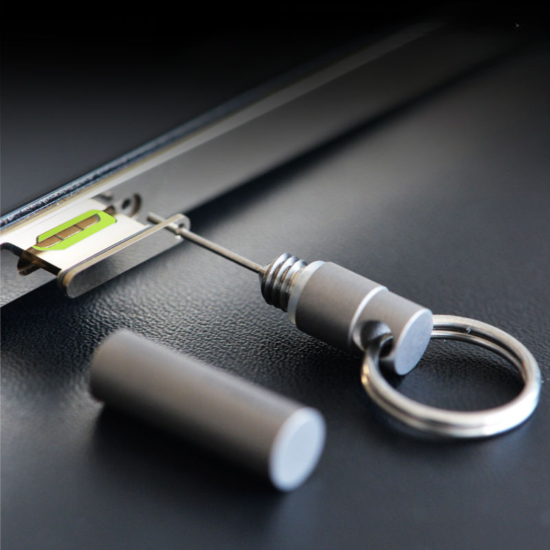 Titanium Alloy Mobile Phone SIM Removal Needle, Keychain, Card Extractor, Multifunctional Pendant, Storage, Universal_voghion.com