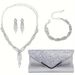 4 Teile/satz Licht Luxus Abend Clutch Tasche Mit Braut Strass Quaste Halskette Ohrringe Armband Schmuck Set_voghion.com
