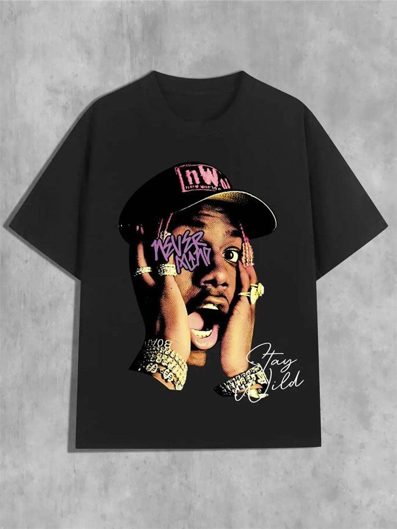 Camiseta estampada com retrato Y2K, camiseta de verão respirável, manga curta, gola redonda, tops para homens e mulheres, tecido de algodão 240g_voghion.com