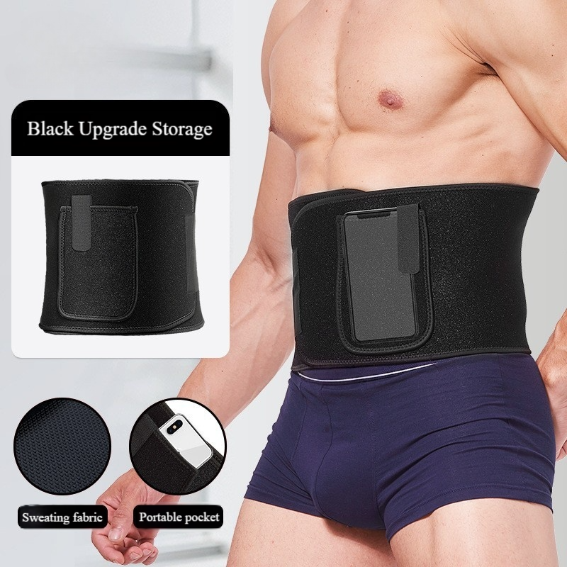 Sweat Waist Trainer For Men - Breathable Workout Belt With Silver Coating For Running, Gym & Fitness - Adjustable Waist Wrap For Abdominal Support_voghion.com
