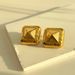 Unisex Fashionable Gold Plated Titanium Steel Retro Three Dimensional Square Rivet Earrings_voghion.com