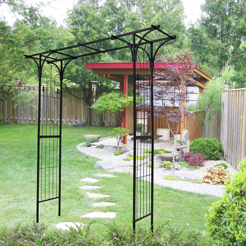 Metal Garden Arch Garden Arbor Trellis Climbing Plants Support Arch Outdoor Arch Wedding Arch Party Events Archway Black_voghion.com