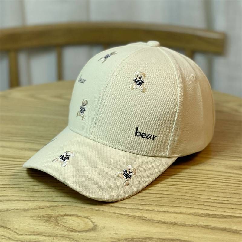 Little Bear Embroidered Hardtop Baseball Hat Korean Edition Instagram Style Casual Versatile Duck Tongue Hat Men's Sports Hat Trend_voghion.com