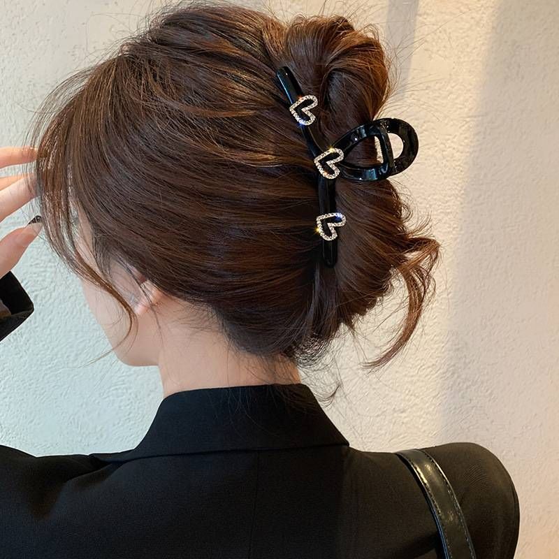 Pinza para el pelo grande y elegante de alta calidad para mujer, accesorio para el cabello con temperamento, pinza para el pelo con forma de corazón, accesorios de moda para el cabello_voghion.com