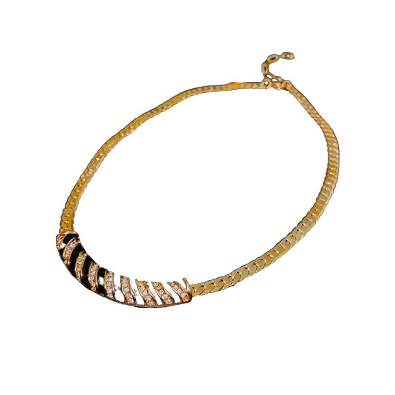 Colier medieval vintage cu diamante și lanț de claviculă curbat, cu picături de ulei, lumină personalizată, lux și senzație de înaltă calitate._voghion.com