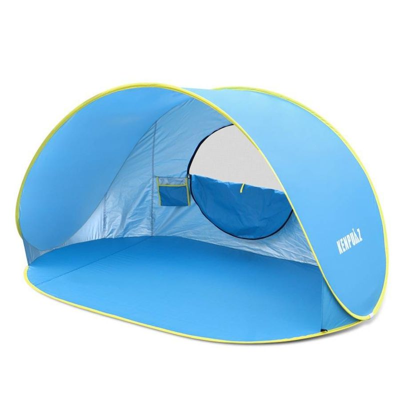 Bärbart hopfällbart campingtält med dörrflik - UV-skydd och myggnät för strand- och utomhusäventyr_voghion.com