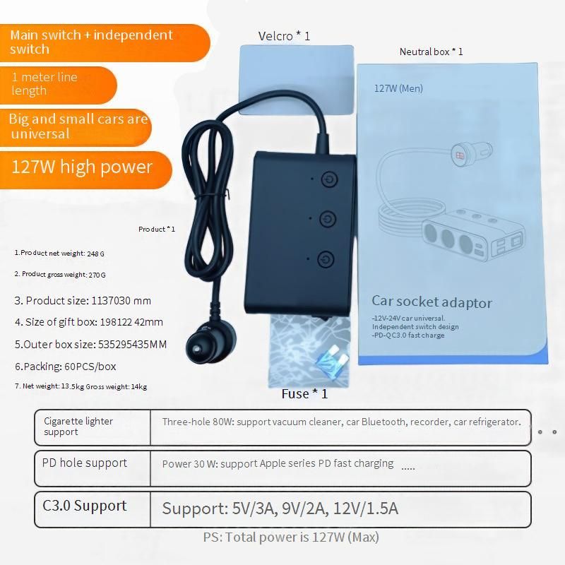 Car Chargers New Car Charger Fast Charging One To Three Car Mobile Phone Charger Usb Cigarette Lighter Mobile Phone Charger_voghion.com