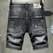 Men's Clothing 25 New Denim Shorts Cotton Elastic Black And Gray Ripped Jeans_voghion.com