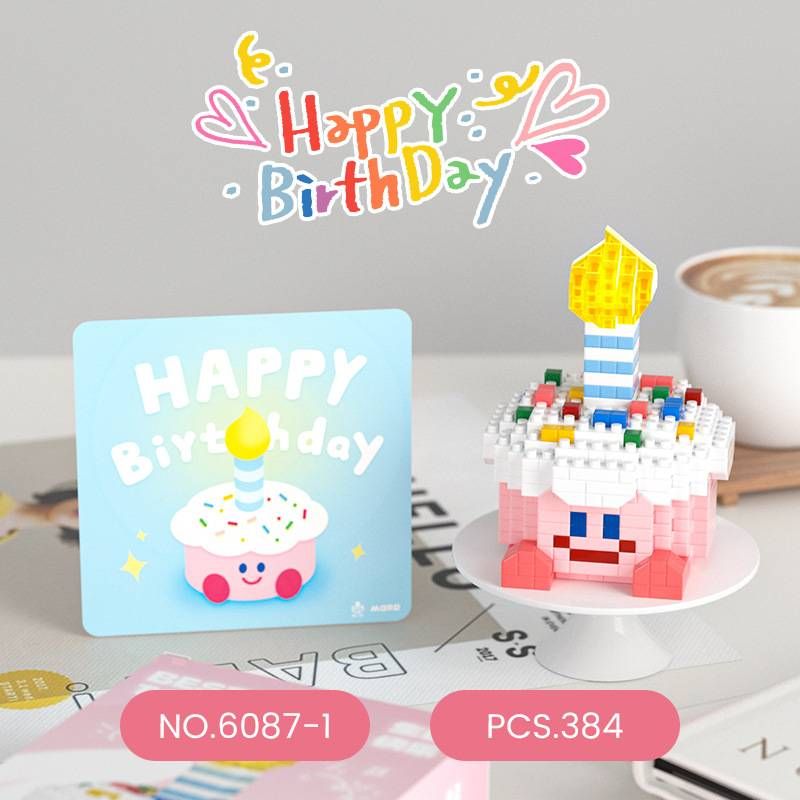 New Birthday Gift Glowing Cake Novelty Tiny Particle Building Blocks Boys And Girls Lego Toys Holiday Gift Choice - Pink Small Cake_voghion.com