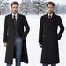 Meeste sügis- ja talveriided, paksendatud polsterdusega ekstra pikk üle põlve ulatuv polovillane mantel, meeste pikkade varrukatega kaherealine jakk_voghion.com