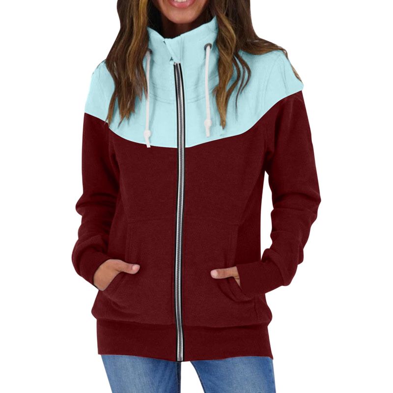 Damen Fleecejacke Damen Herbst Winter Langarm Fleece Warm Kapuzenlos Stehkragen Einfarbig Reißverschluss Flanell Reißverschluss_voghion.com