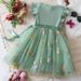 Kinderkleidung Frühling und Sommer Neues Mädchenkleid mit fliegenden Ärmeln, Blumenstickerei, Netzstoff, Prinzessinnenkleid für Mädchen_voghion.com