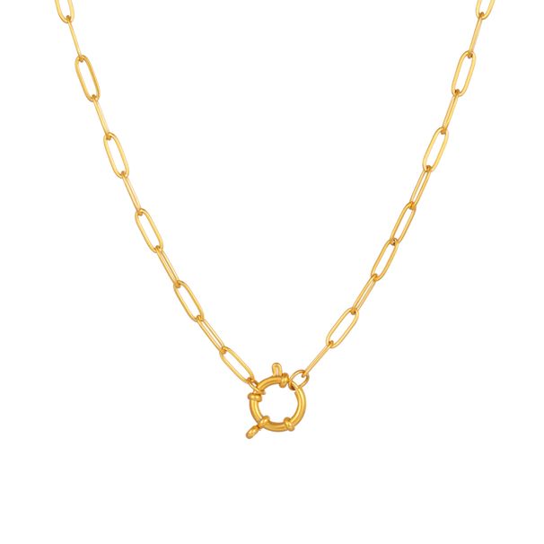 Collana con ciondolo a forma di O con fibbia a molla, in acciaio inossidabile, placcato oro K, per donna_voghion.com