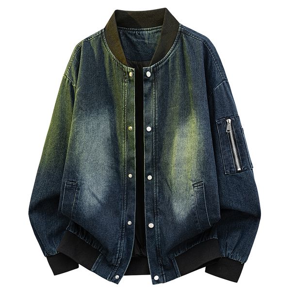 Vintage spijkerjas voor heren – retro gewassen oversized truckerjas (dystopisch blauw, klassiek zwart)_voghion.com