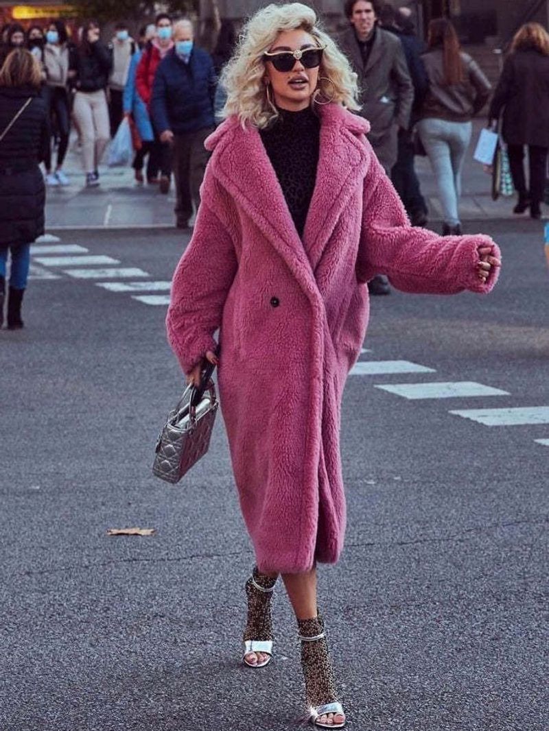 Women's Clothing mid-length large windbreaker lamb wool autumn and winter new loose coat solid color coat _voghion.com