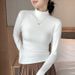 Slim Fit Wide-Stripe Mock Neck Top – Versatile Long Sleeve Stretch Tee For Layering (M-XXL, Polyester-Spandex Blend, Work-to-Weekend)_voghion.com