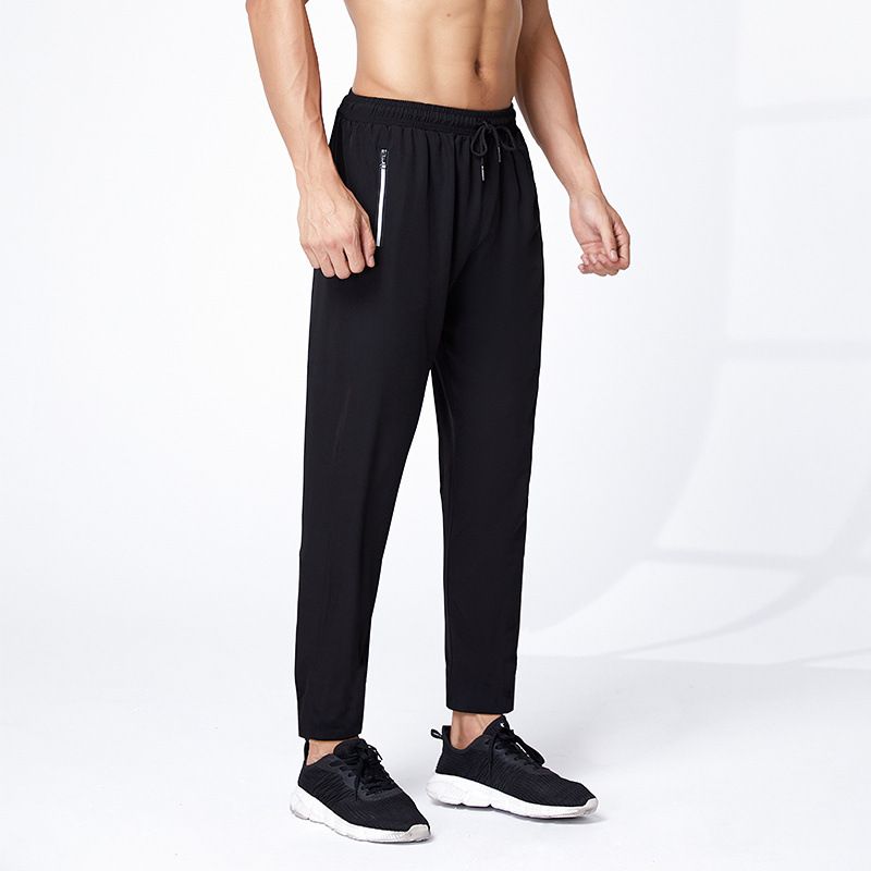 Herenkleding Ice Silk Rechte Broek Zomer Snel Drogend Mode Zwarte Broek Ice Feeling Sport Casual Broek_voghion.com