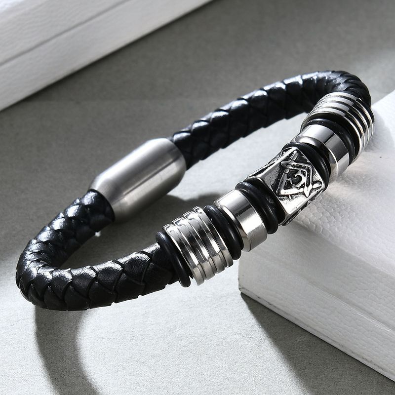 Herenarmband van roestvrij staal met maçonnieke magneet en titanium_voghion.com