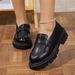 Loafer Schong Damen Nei Kleng Liederschong Déck Sohle Muffin Casual Round Head Schwaarz Déck Sohle Single Schong_voghion.com
