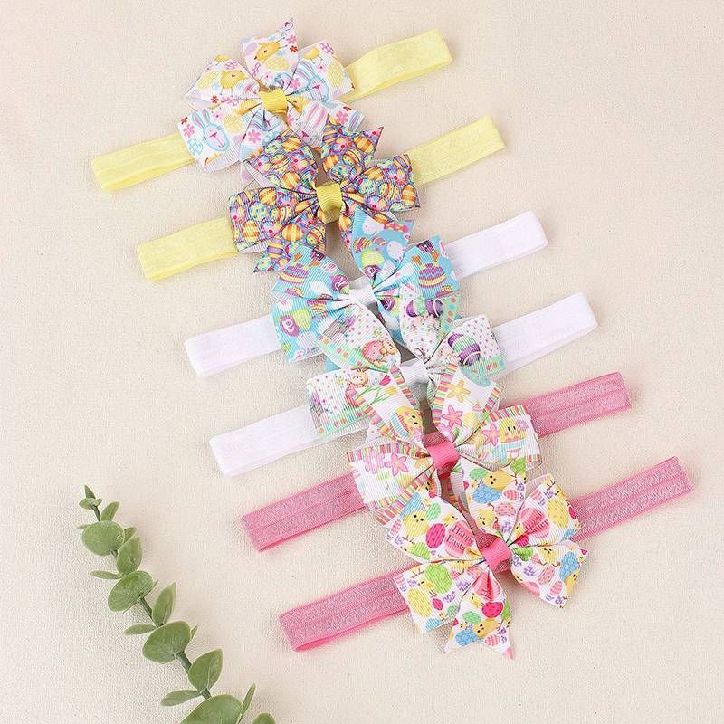 Baby Easter Printed Bow Headband Girls Hair Bands for Newborn Toddlers and Children_voghion.com