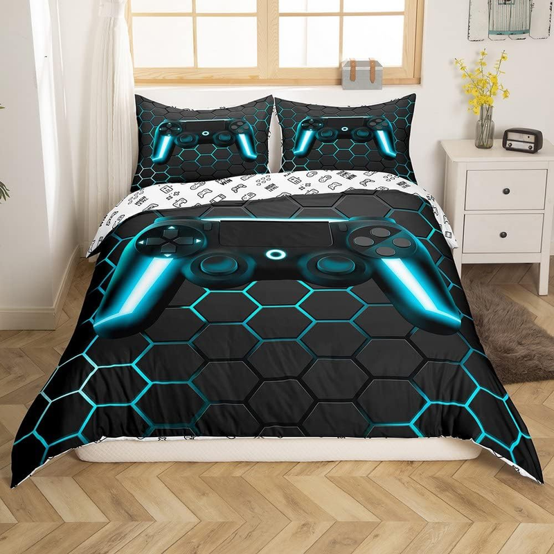 Game Console 3-piece Set - Includes 1 Duvet Cover And 2 Pillowcases, Made Of Soft And Breathable Polyester Fiber, Providing A Comfortable Experience_voghion.com