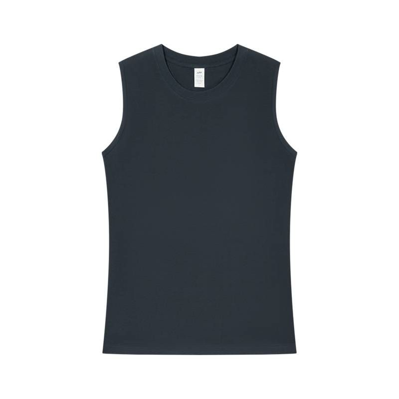 Mannen dragen mouwloze T-shirts en vesten voor zomerfitness. Losse shirts met ronde hals en korte mouwen van puur katoen._voghion.com
